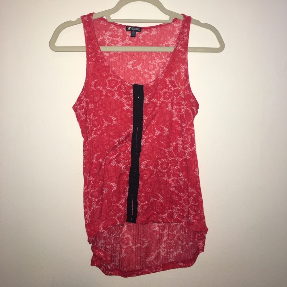 Urban Outfitters Red Cropped Floral Tank. Corset Style Closure